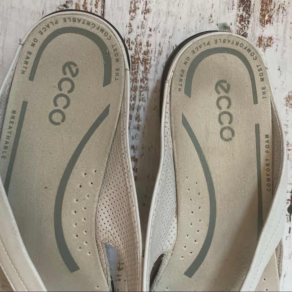 𝅺Ecco flip flop sandals size 39 off white orthotic summer beach shoes - Picture 4 of 10